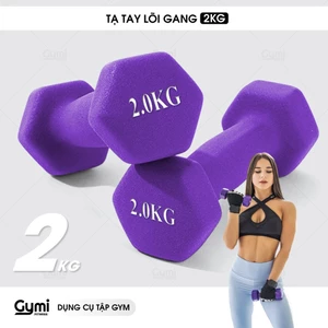 Tạ tay nữ 2kg lõi gang đặc bọc cao su tập gym yoga chống trơn trượt, xước vỡ sàn - TaTay-2kg