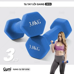 Tạ tay nữ 3kg lõi gang đặc bọc cao su tập gym yoga chống trơn trượt, xước vỡ sàn - TaTay-3kg