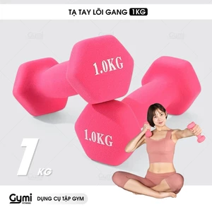 Tạ tay nữ 1kg lõi gang đặc bọc cao su tập gym yoga chống trơn trượt, xước vỡ sàn - TaTay-1kg