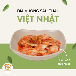 Đĩa Vuông Thái Sâu 2 Size Nhựa Việt Nhật - Đĩa Nhựa Sâu Lòng Đựng Đồ Ăn Kèm, Đồ Ăn Vặt Nhà Hàng, Quán Ăn Cam Homeware