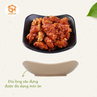 Đĩa Vuông Thái Sâu 2 Size Nhựa Việt Nhật - Đĩa Nhựa Sâu Lòng Đựng Đồ Ăn Kèm, Đồ Ăn Vặt Nhà Hàng, Quán Ăn Cam Homeware