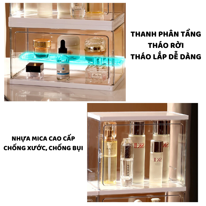 Hộp Đựng Mỹ Phẩm ENODA HOME Hộp Trưng Bày Mỹ phẩm, Đồ Trang Điểm, Tủ Đựng Mỹ Phẩm Trong Suốt HTS001