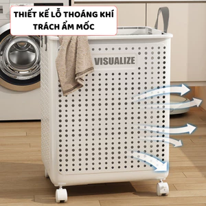 Giỏ Đựng Quần Áo Có Bánh Xe, Giỏ Nhựa Đựng Quần Áo Bẩn Đa Năng, Có Thể Gấp Gọn, Có Bánh Xe Q046