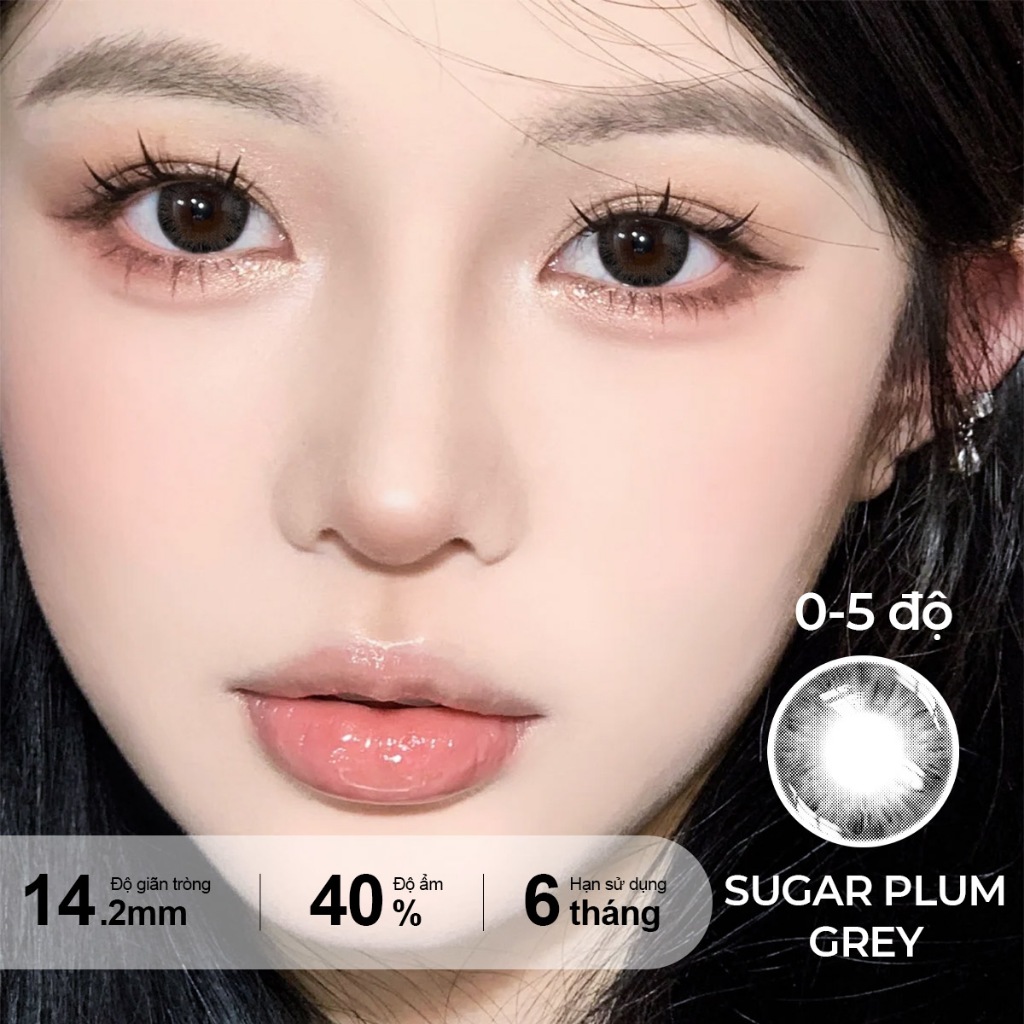 【Sugar Plum Grey】0độ 1cặp Kính áp tròng lens Freshlady lens cận Gray ...