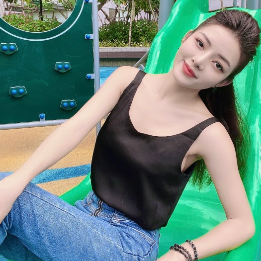 Áo hai dây lụa Callalady vintage lụa ngọc trai cao cấp hàn quốc mặc trong áo blazer cổ tim không nhăn sexy quyến rũ
