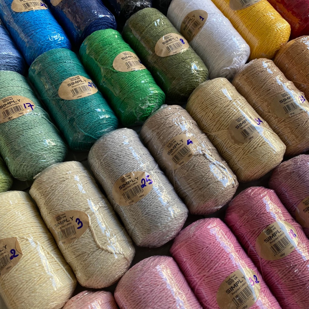 Sợi Simply Cotton Craft Yarn VN trơn loang móc túi nón 150gr sợi tái chế