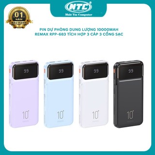 Pin Dự Phòng Remax RPP-683 10000mAh 5 cổng Output, 2 cổng Input, có 3 cáp sạc