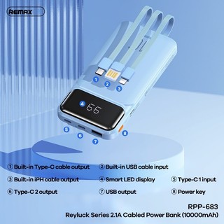 Sạc Dự Phòng Remax RPP-683 10000mAh 5 cổng Output, 2 cổng Input, có 3 cáp sạc