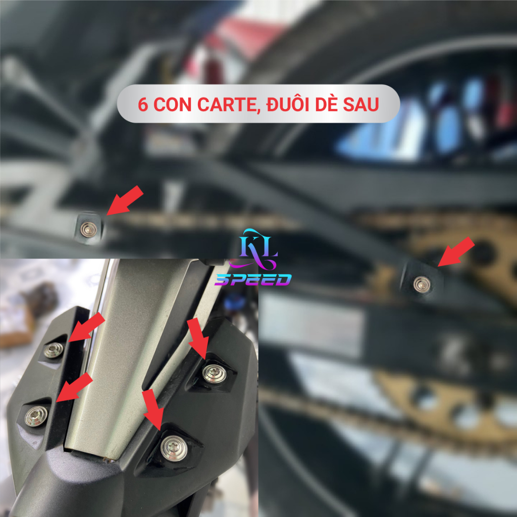 Bộ ốc Salaya cho Exciter 150 full, gắn dàn áo, cổ, yếm, baga, carte, ốp pô, đĩa, heo dầu...