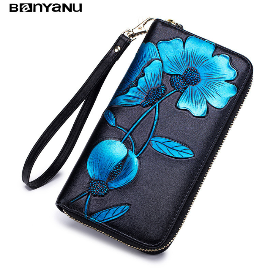Ví Dài Nữ Da Bò Nhiều Ngăn Ví Nữ Cầm Tay Dự Tiệc Chính Hãng BANYANU Cao Cấp Mẫu BCV-VN09 Có Hộp Làm Quà Tặng Sang Trọng