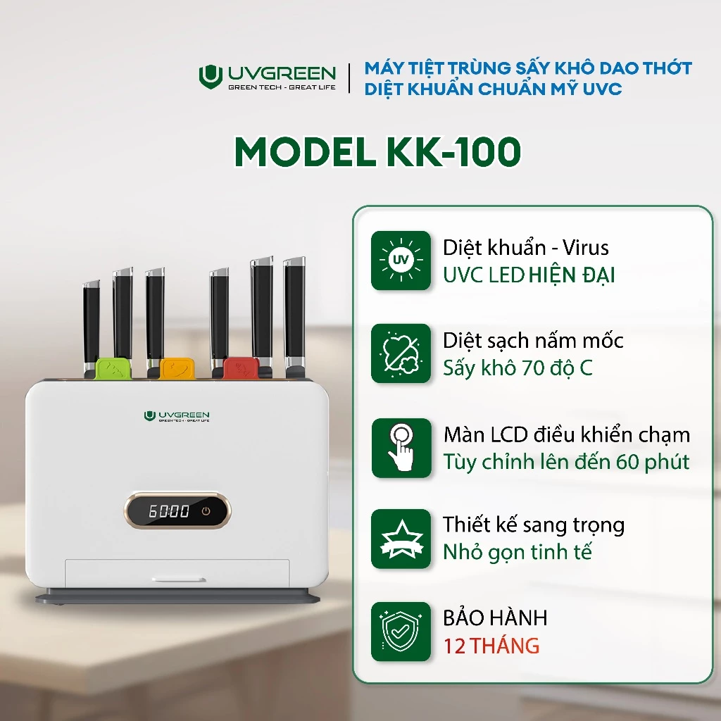 Máy tiệt trùng sấy khô dao thớt UVGREEN KK100