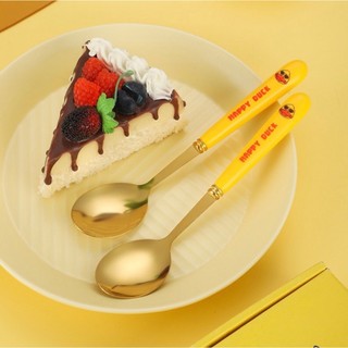 Set 6 thìa vịt vàng DUCK dễ thương kèm vỏ hộp xinh xắn - Bộ 6 muỗng hình vịt mạ vàng đáng yêu cán dài cho bé ăn dặm  5.0