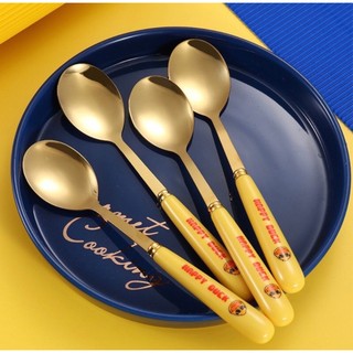 Set 6 thìa vịt vàng DUCK dễ thương kèm vỏ hộp xinh xắn - Bộ 6 muỗng hình vịt mạ vàng đáng yêu cán dài cho bé ăn dặm  5.0
