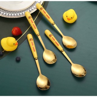 Set 6 thìa vịt vàng DUCK dễ thương kèm vỏ hộp xinh xắn - Bộ 6 muỗng hình vịt mạ vàng đáng yêu cán dài cho bé ăn dặm  5.0