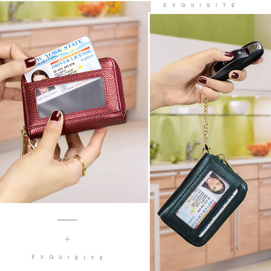 Ví Nữ Ngắn Mini Bóp Nữ Da Bò Chính Hãng Treo Móc Chìa Khóa BANYANU Cao Cấp Mẫu BCV-VN13 Có Hộp Làm Quà Tặng Sang Trọng