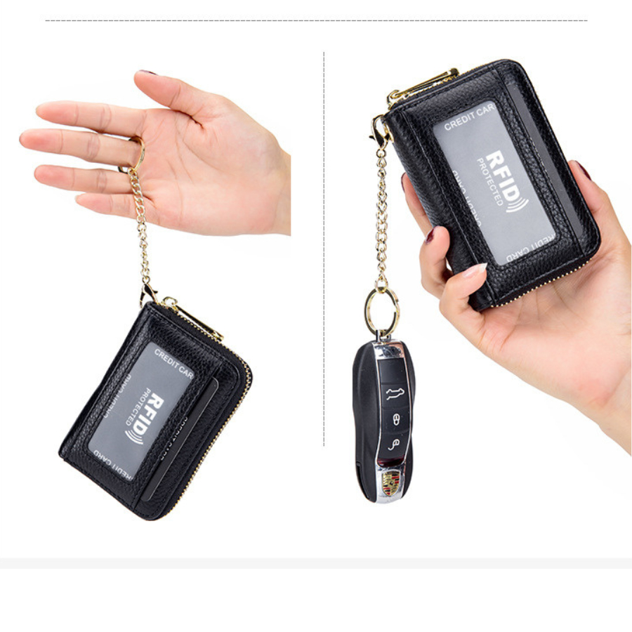 Ví Nữ Ngắn Mini Bóp Nữ Da Bò Chính Hãng Treo Móc Chìa Khóa BANYANU Cao Cấp Mẫu BCV-VN13 Có Hộp Làm Quà Tặng Sang Trọng