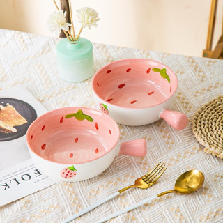 T&T0084 Set 4 món sứ cao cấp hoạ tiết dâu tây cực cute