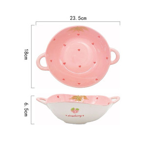 T&T0089 Set 3 món tô sứ dâu hồng cao cấp xịn xò cực kì