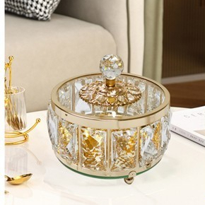 Hũ thủy tinh mạ vàng sang trọng đựng mứt hạt bánh kẹo tết