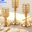 Chân nến trang trí đính đá hình chao đèn Crystal Iron Wedding Giá đỡ nến vàng Trang trí văn phòng Chân nến
