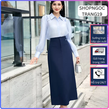 Chân Váy Suông Dài Khóa Trước, Có Lót Váy_Dài 90cm_Chất Liệu Vitex Cao Cấp_Chân Váy Công Sở_CV63