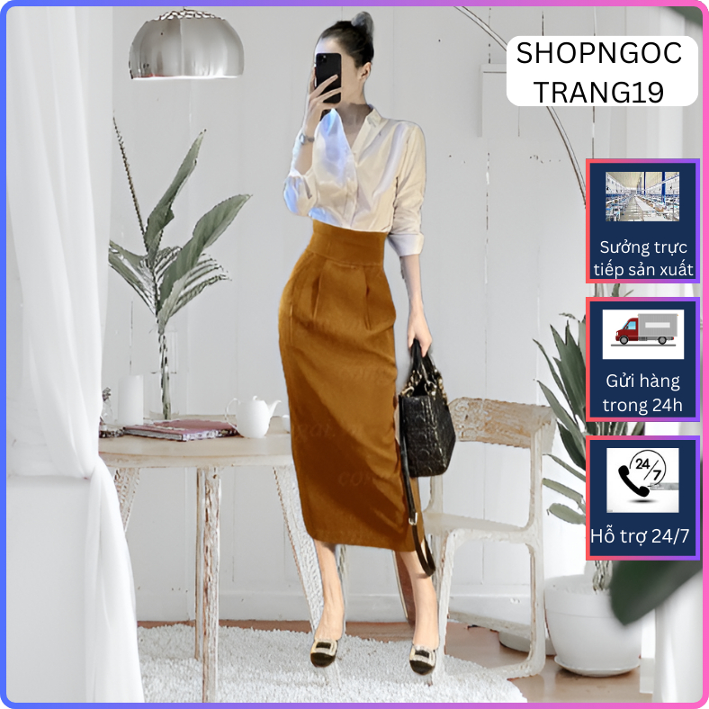 Chân Váy Bút Chì Dáng BAGGY Che Bụng Dài 85cm Hack Chiều Cao,Chất Liệu Vitex, Thời Trang Công Sở Nữ_CV92