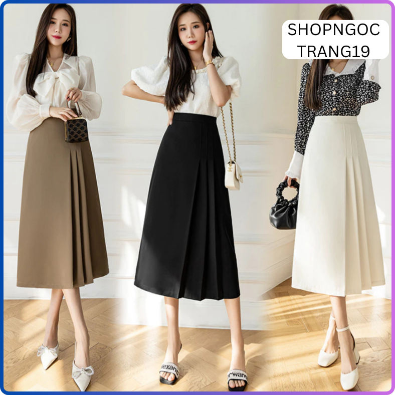 Chân Váy Chữ A Dài 70cm Xếp Ly_SHOPNGOCTRANG19_Thời Trang Công Sở 2024_CV125NT