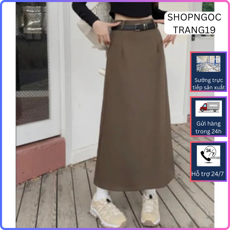 Chân váy chữ A dáng xuông phối đai da (tặng kèm đai)_chất liệu vitex_thời trang công sở_CV91