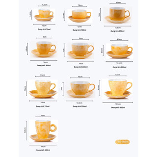 Bộ cốc tách cà phê vân đá Cappuccino, Espresso dung tích 70-330ml, nhiều màu sắc cao cấp - Gốm sứ Bát Tràng - Gốm Việt