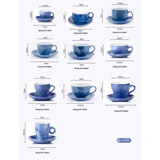 Bộ cốc tách cà phê vân đá Cappuccino, Espresso dung tích 70-330ml, nhiều màu sắc cao cấp - Gốm sứ Bát Tràng - Gốm Việt