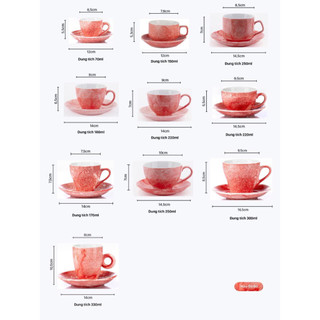 Bộ cốc tách cà phê vân đá Cappuccino, Espresso dung tích 70-330ml, nhiều màu sắc cao cấp - Gốm sứ Bát Tràng - Gốm Việt