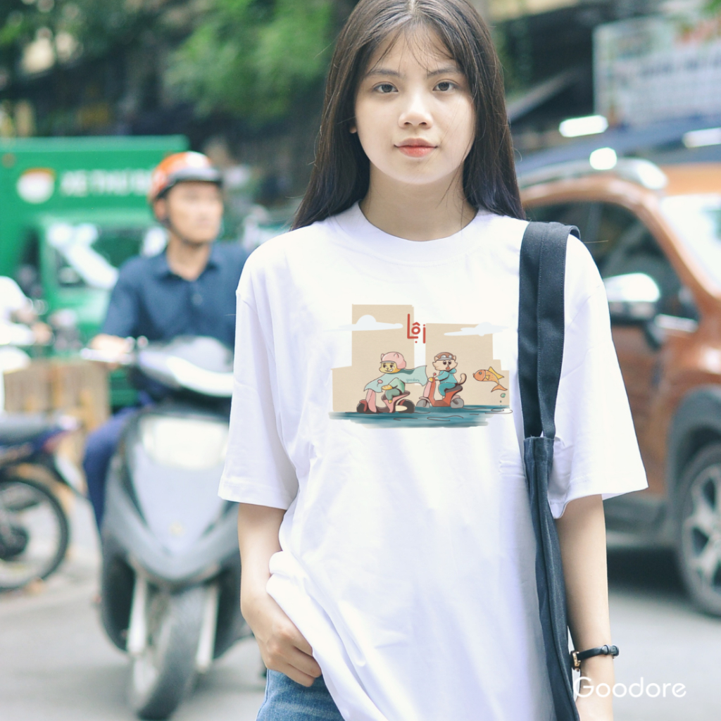 Áo thun Oversize cotton unisex nam nữ Goodore BST Phố Thị mẫu Lội thoáng mát năng động thiết kế độc đáo