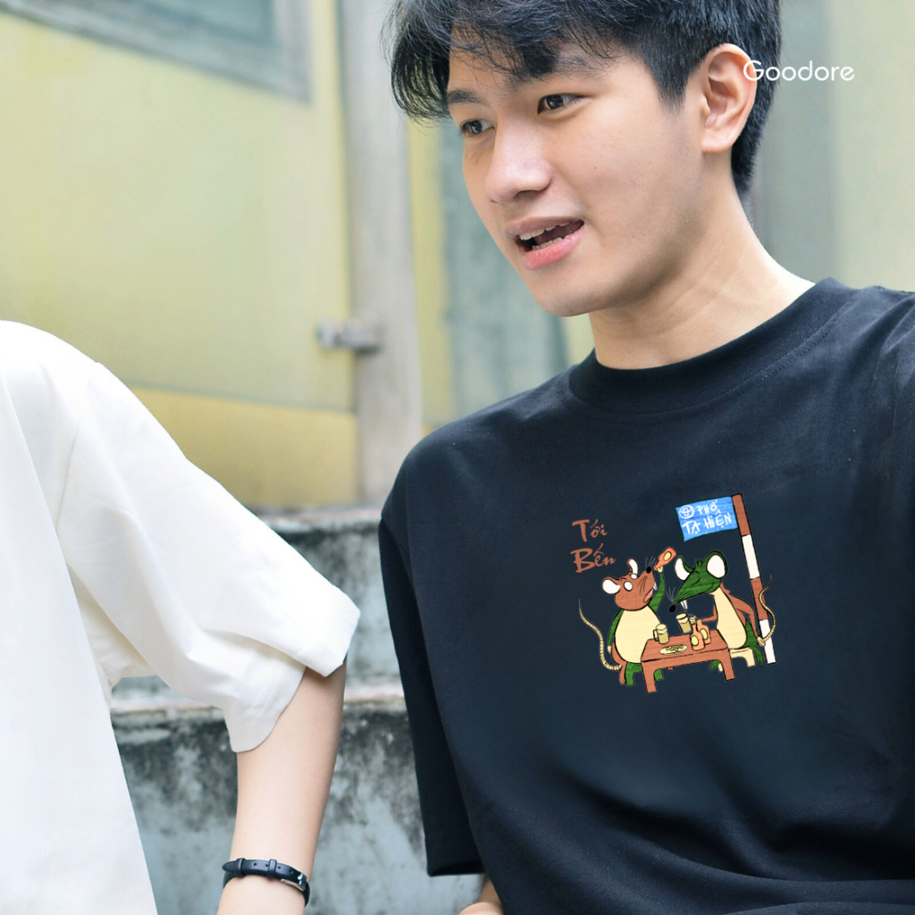 Áo thun Oversize unisex nam nữ Goodore BST Đông Hồ Street mẫu Tới Bến chất liệu cotton 230gsm thoáng mát năng động