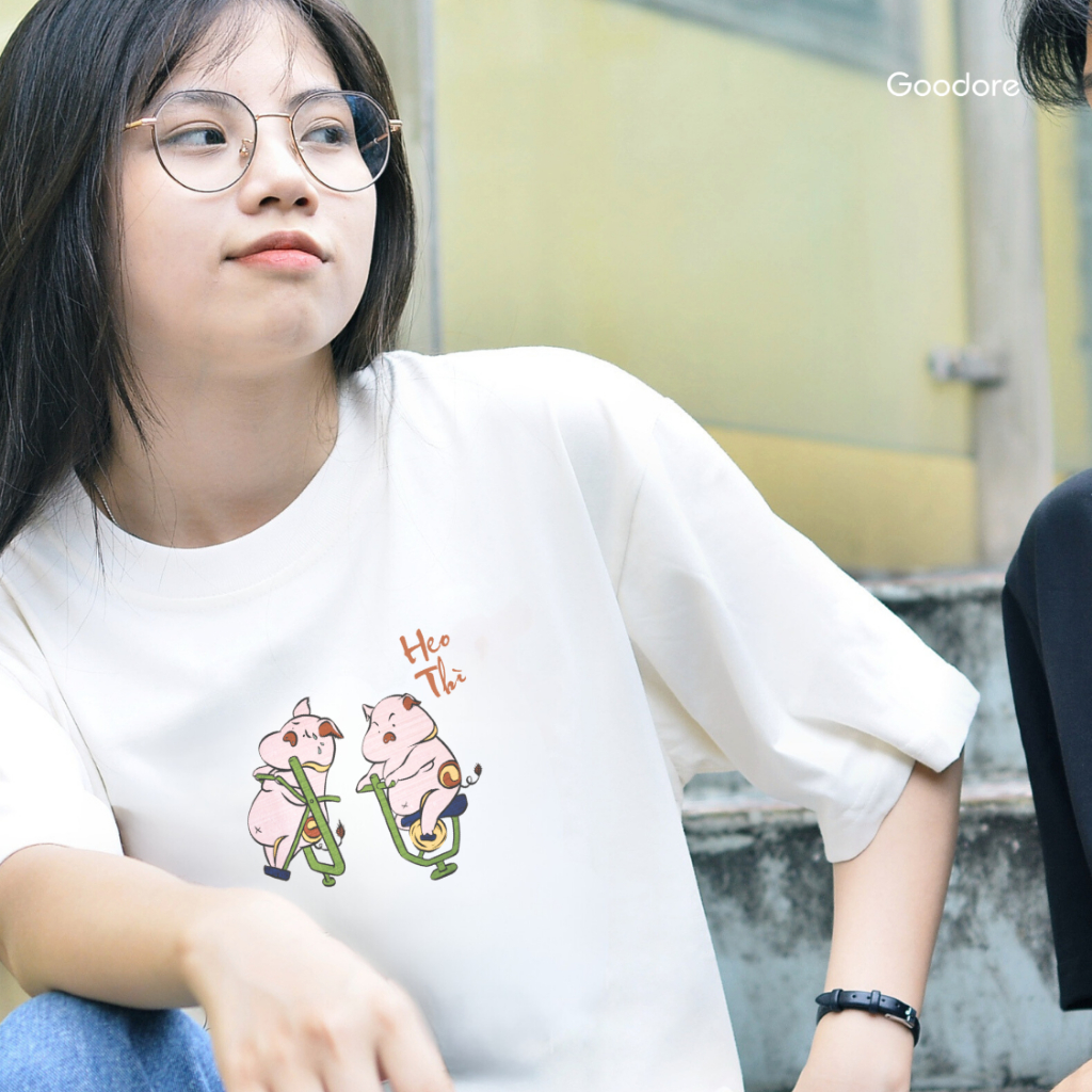 Áo thun Oversize unisex nam nữ Goodore BST Đông Hồ Street mẫu Heo Thì chất liệu cotton 230gsm thoáng mát năng động