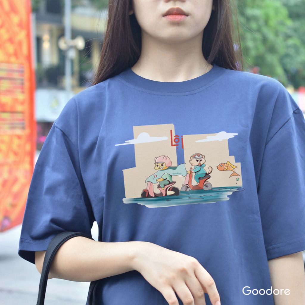 Áo thun Oversize cotton unisex nam nữ Goodore BST Phố Thị mẫu Lội thoáng mát năng động thiết kế độc đáo