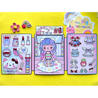 Đồ chơi bóc dán makeup thời trang Toca Galaxy - búp bê giấy pighandmade