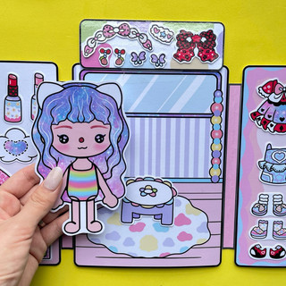 Đồ chơi bóc dán makeup thời trang Toca Galaxy - búp bê giấy pighandmade