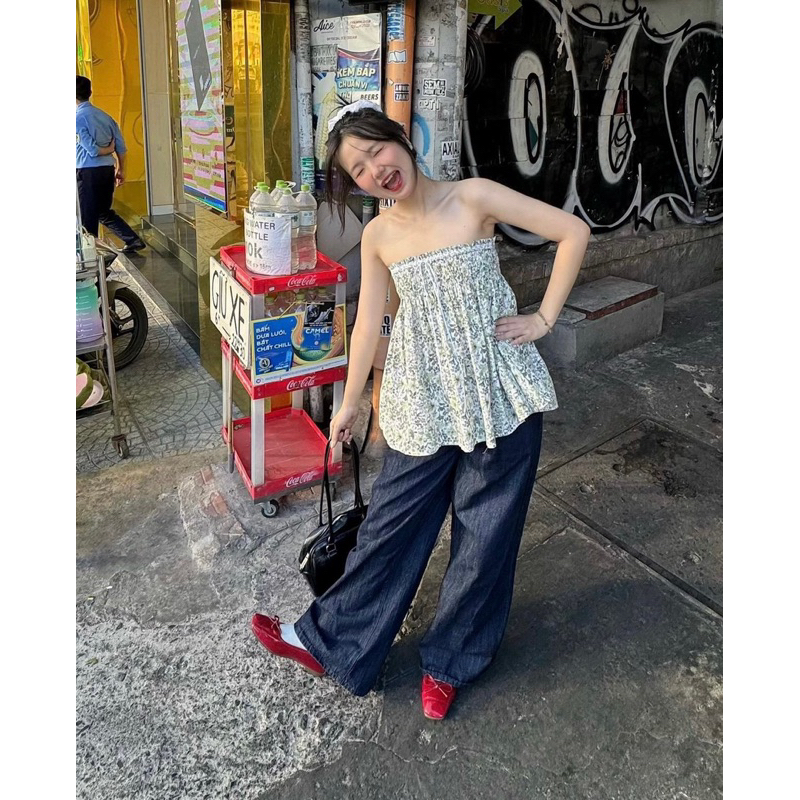 [Mya house] Áo cup ngực bo chun hoa nhí AGON TOP