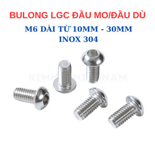 Ốc Lục Giác Đầu Dù M6 INOX 304 (6 Ly) - Bulong Đầu Nấm/Mũ/Cầu Sáng Bóng Trang Trí Xe, Nội Thất Cao Cấp, Không Gỉ Sét