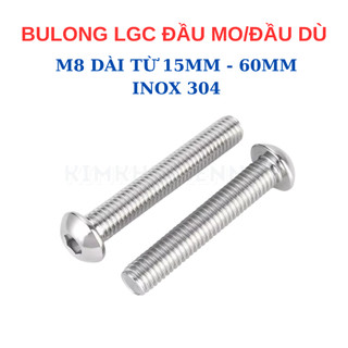 Bulong Ốc lục giác INOX 304 Size M8 - Đầu dù tròn (Đầu Mo). Bulong lục giác đầu dù/mo/cầu/mũ/nấm