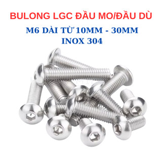 Ốc Lục Giác Đầu Dù M6 INOX 304 (6 Ly) - Bulong Đầu Nấm/Mũ/Cầu Sáng Bóng Trang Trí Xe, Nội Thất Cao Cấp, Không Gỉ Sét