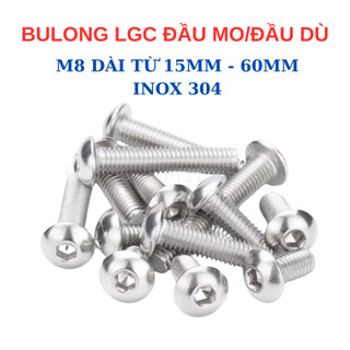 Bulong Ốc lục giác INOX 304 Size M8 - Đầu dù tròn (Đầu Mo). Bulong lục giác đầu dù/mo/cầu/mũ/nấm