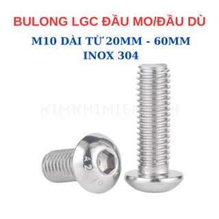 Bulong Ốc lục giác INOX 304 Size M10 - Đầu dù tròn (Đầu Mo). Bulong lục giác đầu dù/mo/cầu/mũ/nấm