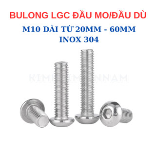 Bulong Ốc lục giác INOX 304 Size M10 - Đầu dù tròn (Đầu Mo). Bulong lục giác đầu dù/mo/cầu/mũ/nấm