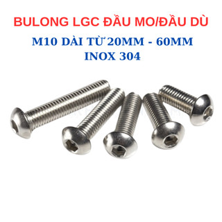 Bulong Ốc lục giác INOX 304 Size M10 - Đầu dù tròn (Đầu Mo). Bulong lục giác đầu dù/mo/cầu/mũ/nấm