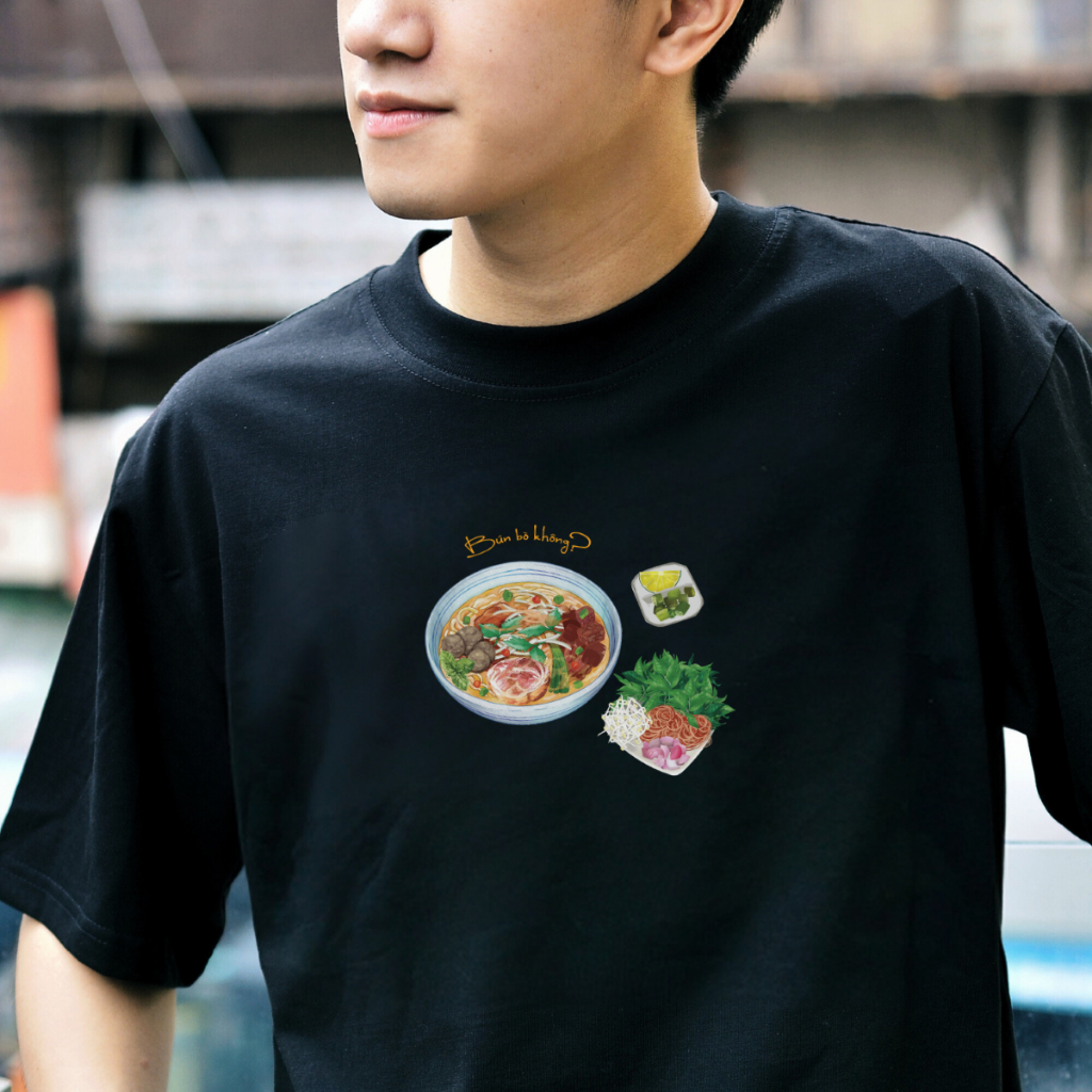 Áo thun Oversize cotton unisex nam nữ cổ tròn Goodore Bún bò thoáng mát năng động thiết kế độc đáo