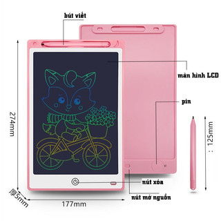Bảng Viết Tự Xóa 12 Inch Đa Sắc Bảng Vẽ Tự Xóa Thông Minh Bảng LCD Tự Xóa 12 Inch Cho Bé Tập Viết Tập Vẽ 89009