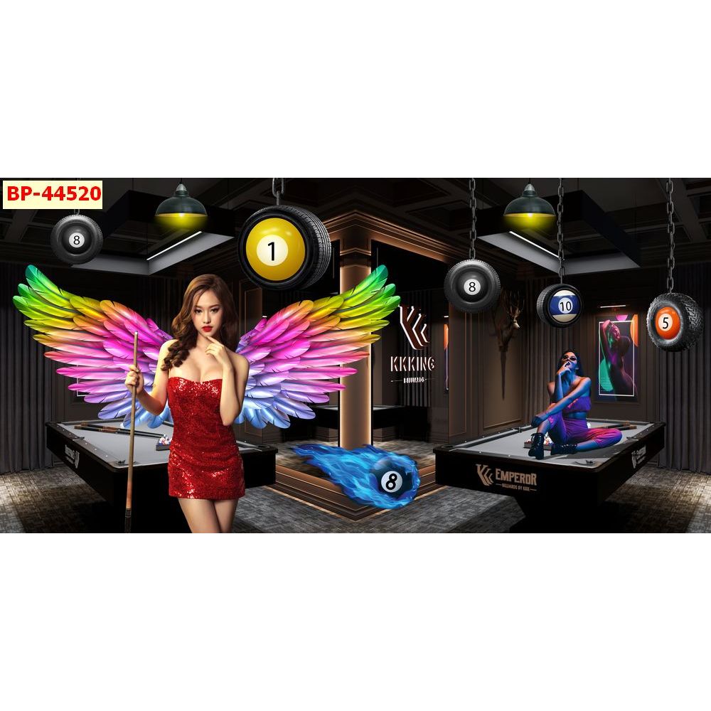 Tranh Vải Lụa 3D dán tường cao cấp chủ đề bi-a(bida) billard nhiều kích thước tặng keo + dụng cụ