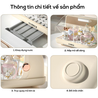 Khay úp bình sữa tiệt trùng ECO bảo quản bằng tia UVC loại bỏ vi khuẩn 99% an toàn tiện dụng