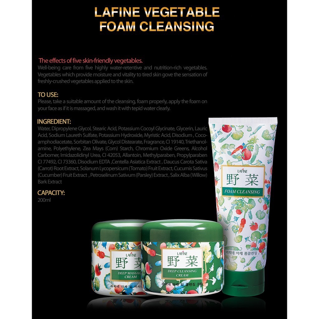 Ảnh Sữa rửa mặt hoa quả dành cho da dầu Lafine Vegetable Foam Cleansing 200ml 3